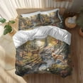 thumbnail image 2 of Deer Duvet Cover Set Queen Size Forest River Landscape Soft Lightweight Comforter Covers 4 Piece Bedding Set with 1 Duvet Cover 1 Bed Sheet & 2 Pillow Shams, 2 of 8