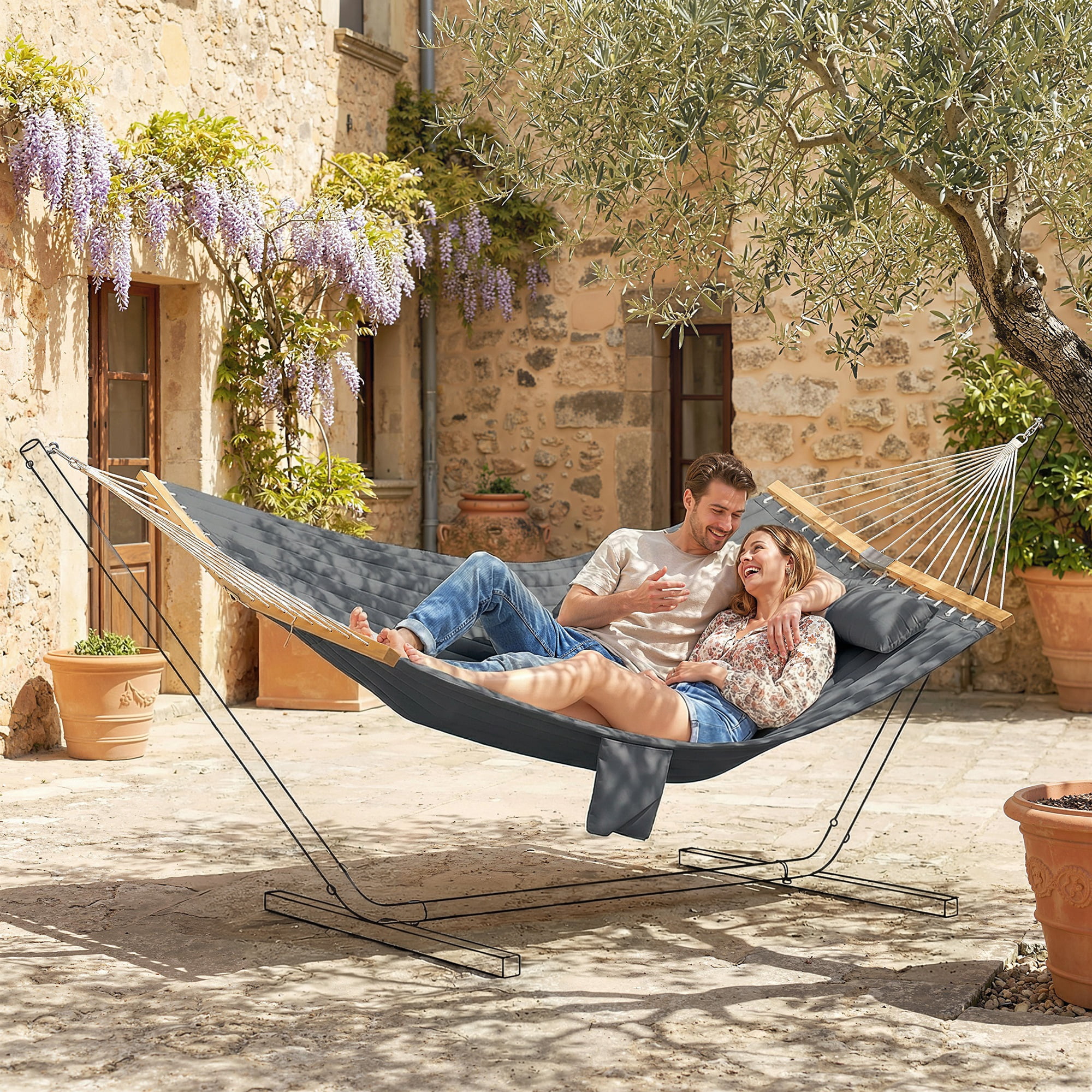 ZENITHEN 折りたたみハンモック Zenithen Portable Steel Stand Hammock with Carrying Bag, Heavy