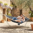 thumbnail image 2 of Outsunny Outdoor Hammock 440LB Capacity with Wood Spreader Bar, Grey, 2 of 10