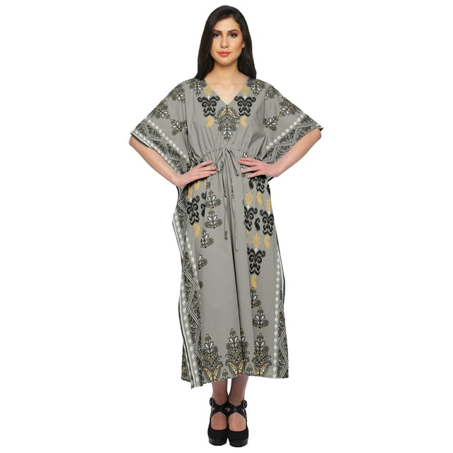 Moomaya Kaftan Long de Plage pour Femmes, Tenue de Plage, Robe de Plage, Couvre-Maillot Bikini, Kaftan, Grande Taille