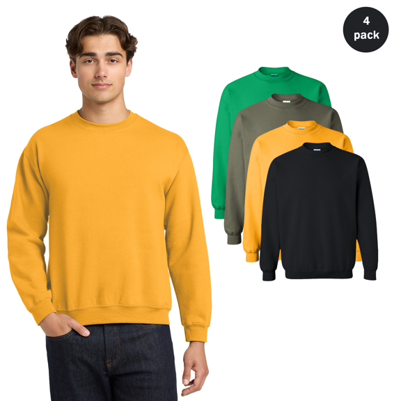 Gildan Unisex Heavy Blend Crewneck Sweatshirt, Long Sleeve Casual Assorted Color Tee, 4 Pack, S