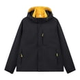 thumbnail image 1 of WRKEKC Men's Slim Fit Hooded Jacket with Adjustable Drawstring and Contrast Stitching, Urban Utility Coat for Modern Commute Black XXL, 1 of 5