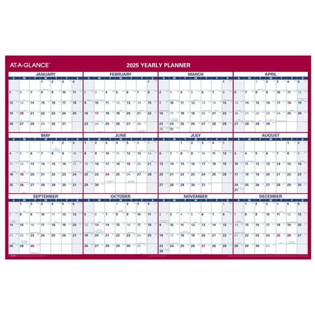 AT-A-GLANCE 2025 Vertical Horizontal Reversible Yearly Wall Calendar Jumbo 48 x