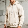 thumbnail image 7 of Men's Vintage Graphic Letter Hoodies Long Sleeve thermal Drawstring Hooded Sweatshirts Spring Fall Oversized Pullovers with Kangaroo Pocket Size 4XL Beige, 7 of 7