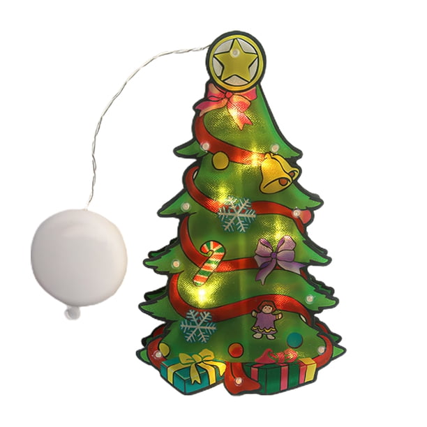 Lámpara De Modelado De Navidad Papá Noel Árbol De Navidad Muñeco De Nieve Alimentado Por Batería Con Ventosa Decoración Lámpara Colgante Luz De Marquesina Para Navidad Fiesta En Casa Ventana sonducket HA026361-03