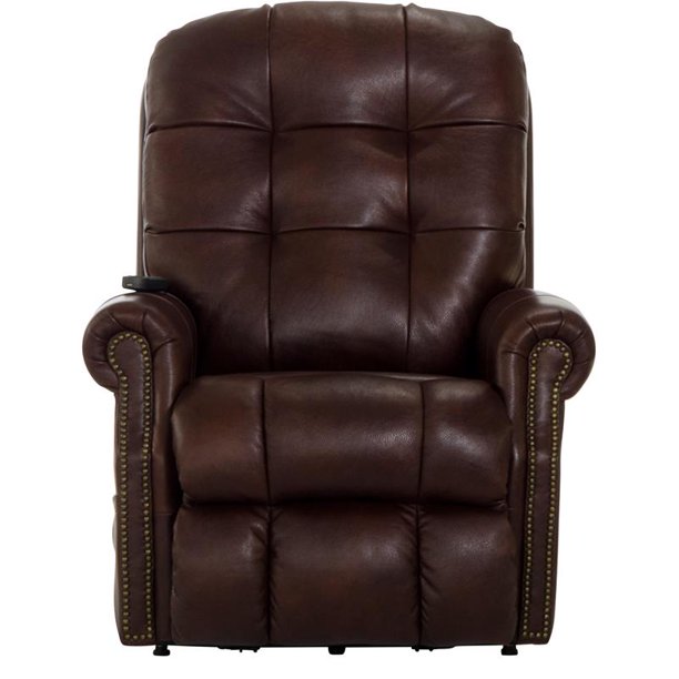 Tyler Brown Leather Power Lift Lay Flat Recliner with Heat & Massage