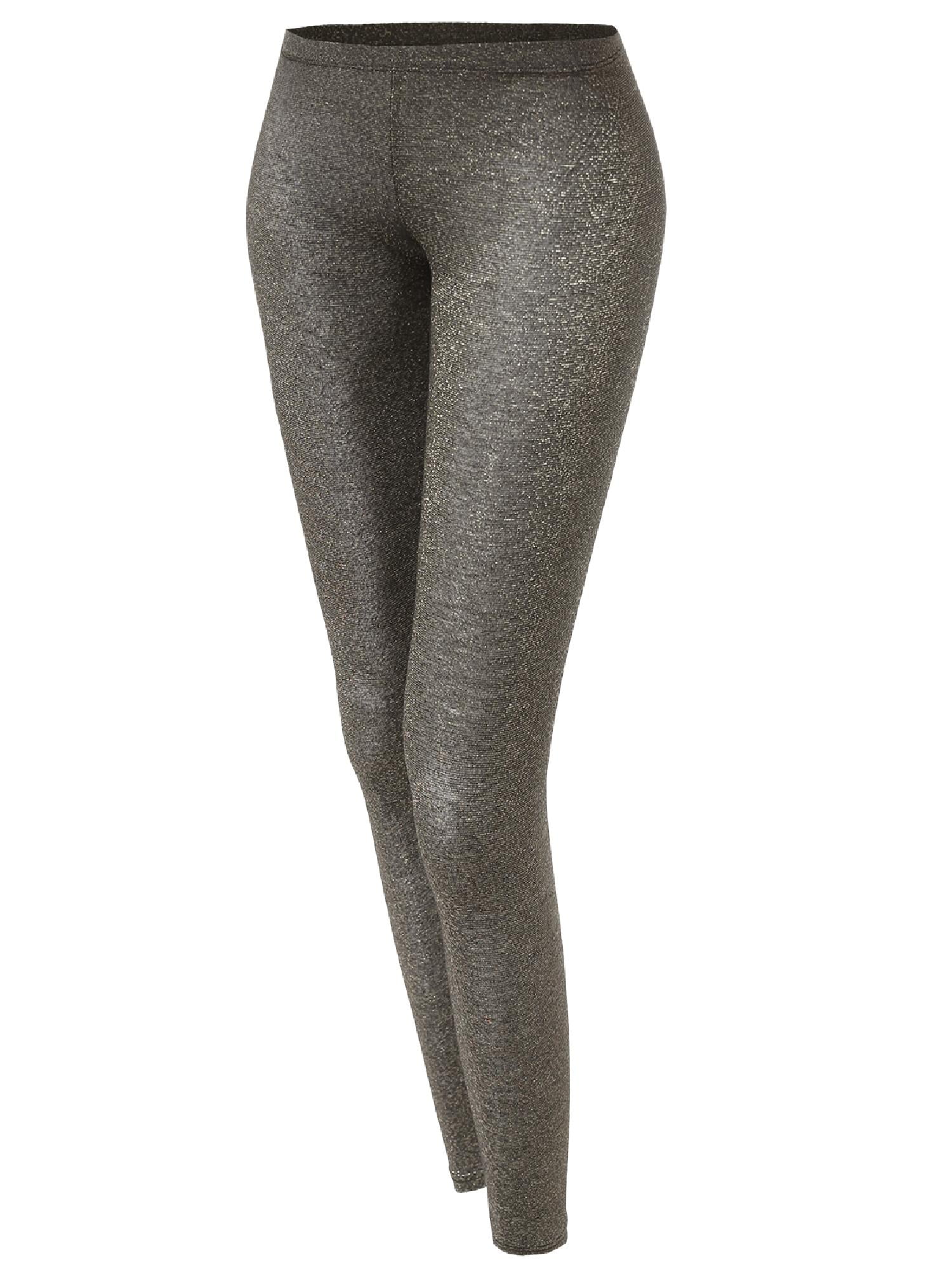 FashionOutfit Women's Basic Glittery Metallic Leggings - Walmart.com