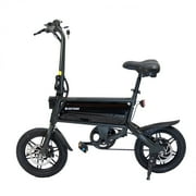 GOTRAX S2 14 Folding Adult Electric Bike, 250W, 15.5 mph Max Speed LED Display, Black