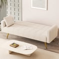 thumbnail image 4 of Leumius 71.7" Teddy Fleece Sleeper Sofa,3 Adjustable Backrest,2 Pillows, Convertible Futon Sofa Bed Folding Couch for Small Space,Living Room,Light Beige, 4 of 5