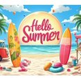 thumbnail image 4 of Colorful Design Summer Beach Banner Vibrant Surfboards Palm Trees Hello Summer for Outdoor Party Tropical Beach Event Vacation, 4 of 8