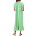 thumbnail image 3 of INSPIRE CHIC Women's Victorian Nightgown Ruffle Short Sleeve Tie Neck Nightshirt Pajama Sleep Dress M Mint, 3 of 5