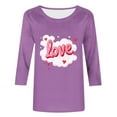 thumbnail image 4 of Mifsaly Valentines Day Shirts Women Bright Letter Print 3/4 Sleeve Tshirt Crewneck Loose Tunic Blouse Girlfriend Gifts Tops Pullover Work Going Out Funny Festival Daily Fashion Outfits M, 4 of 5