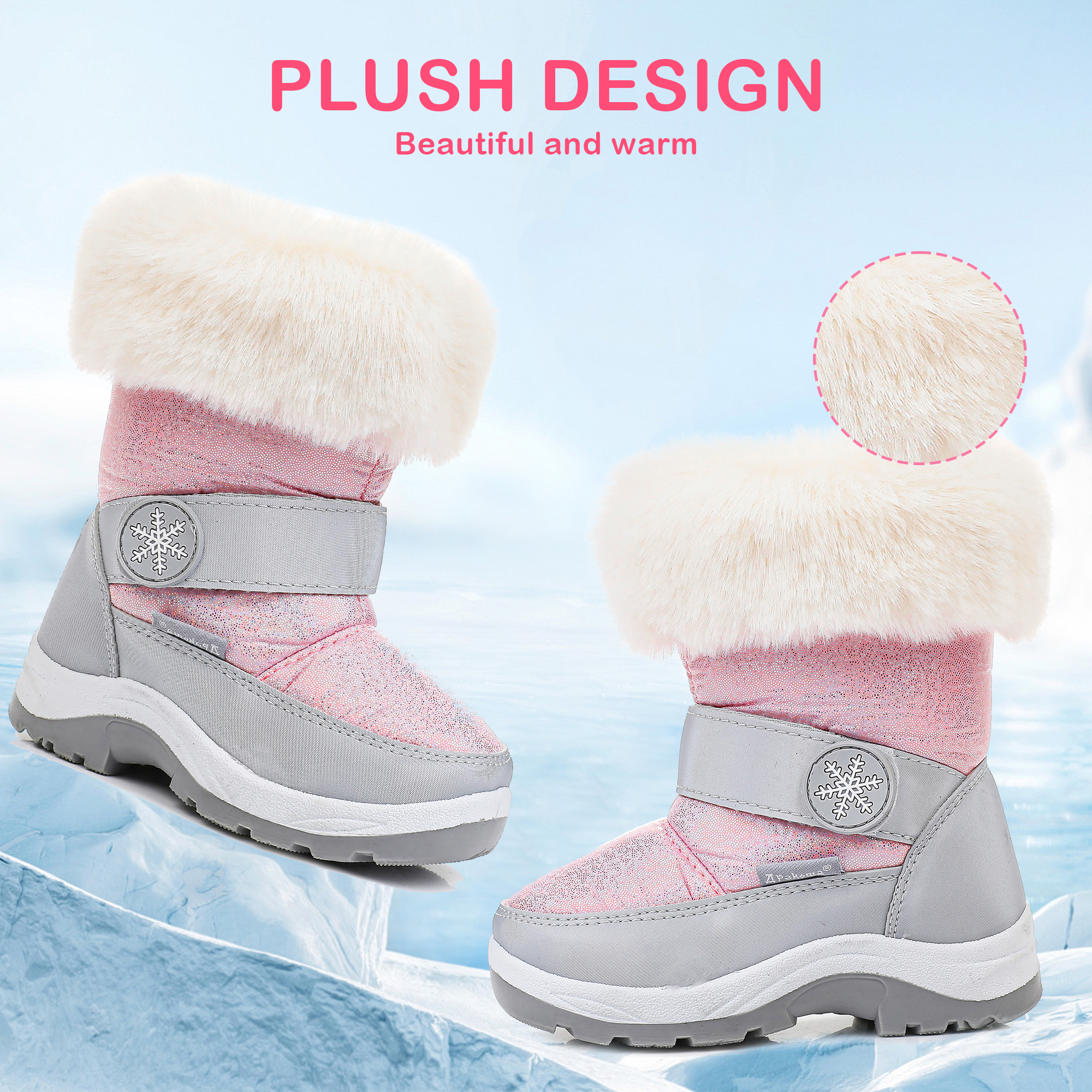 Apakowa Girls' Insulated Winter Snow Boots photo 6