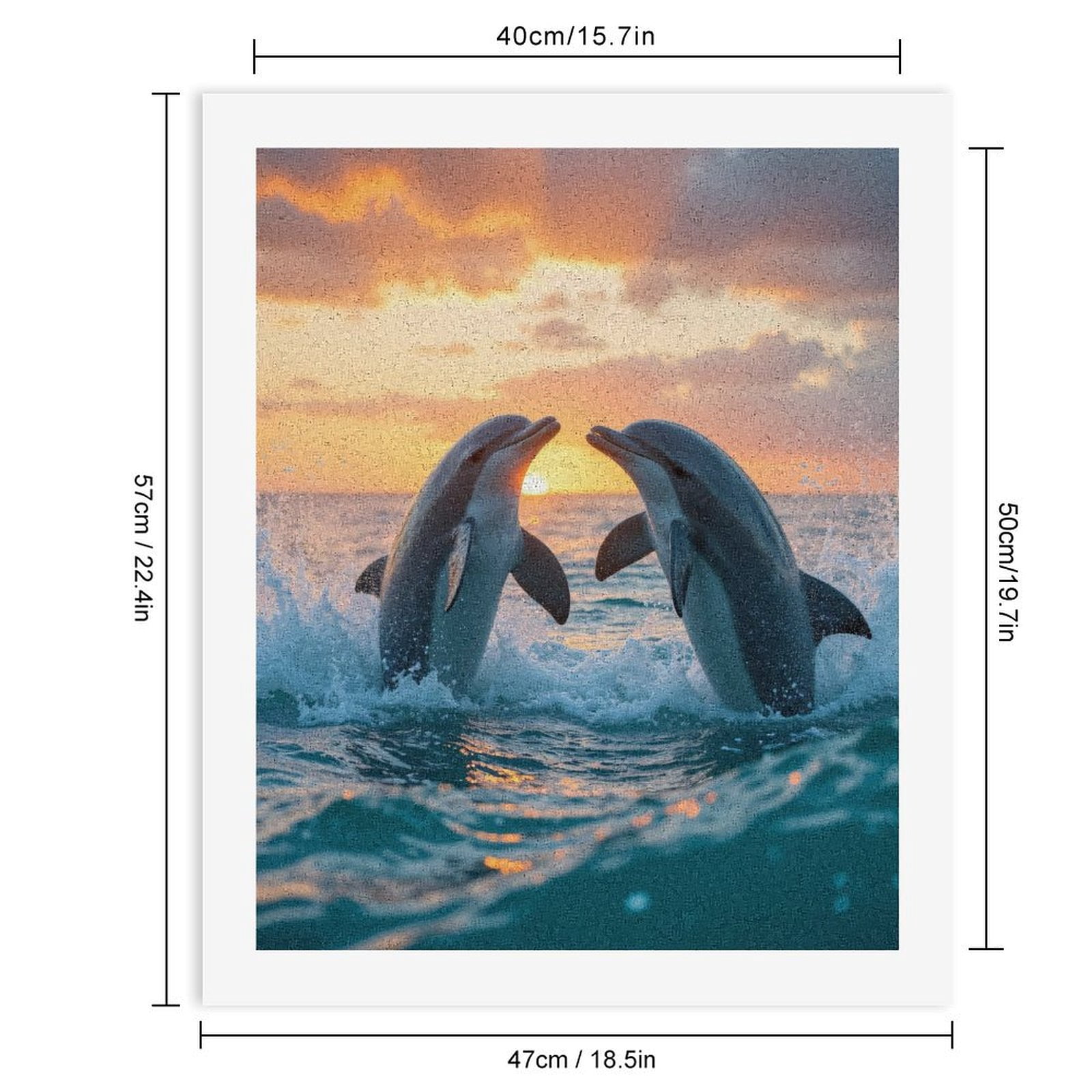 Paint By Numbers Kit for Adults Beginner - Dolphins Sunset Ocean Splashing Waves DIY Canvas Painting Kits for Adults, Frameless Paint By Number for Adults for Home Wall Decor 16x20 Inch