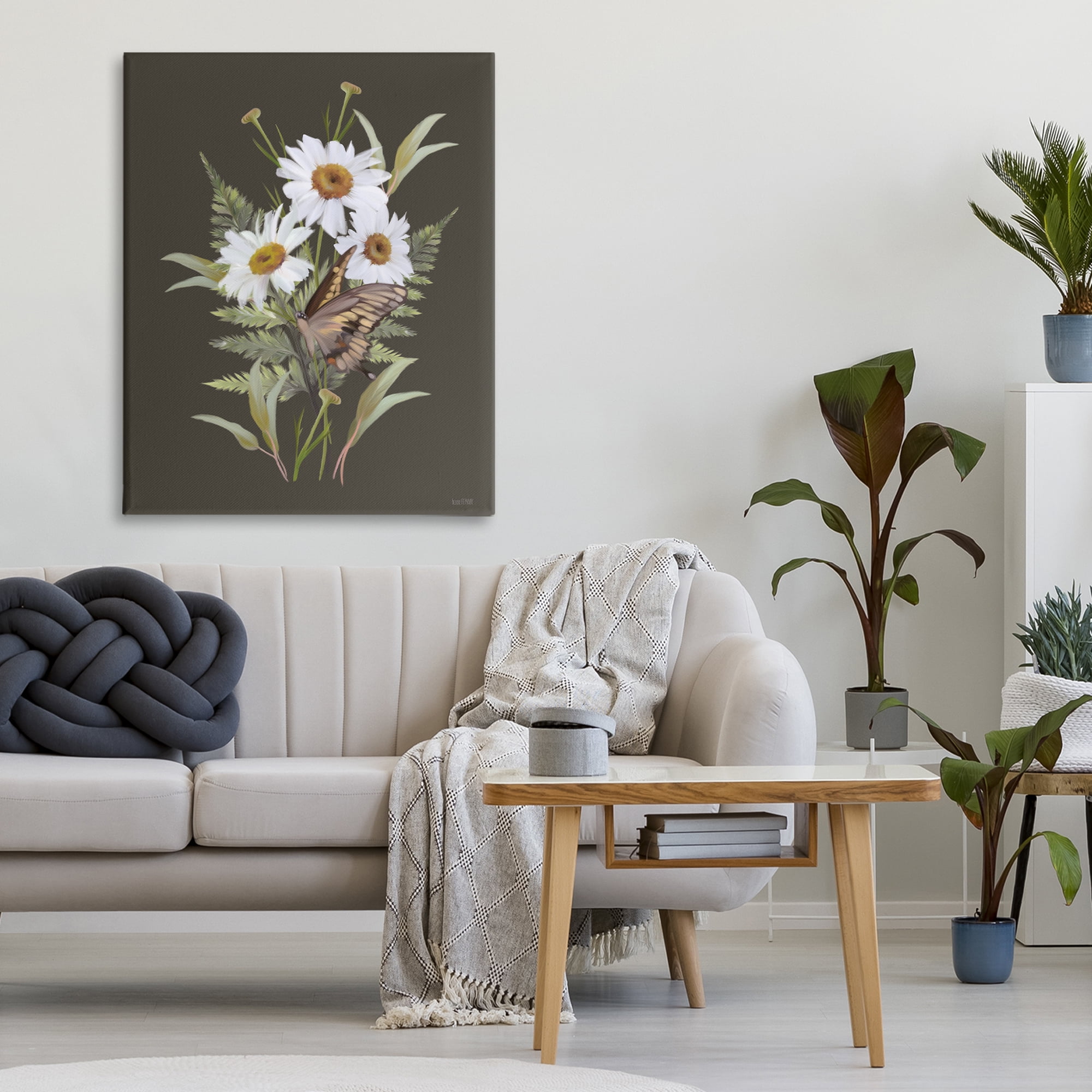 Stupell Industries Daisy Bouquet with Swallowtail Canvas Wall Art, design by House Fenway