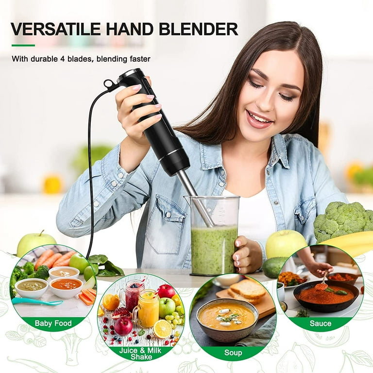 5 Core Handheld Blender, Electric Hand Blender 8-Speed 500W, Immersion Hand  Held Blender Stick with Food Grade Stainless Steel Blades for Perfect for