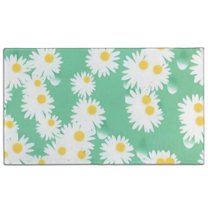 Green Daisy Flower Yellow Centers Pattern Door Rugs,Washable Non Slip Door Mats Indoor,Decorative Door Mats,Entry Mat Indoor for Entrance,Bedroom,Kitchen,Bathroom,17"x30"