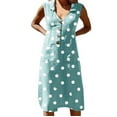 thumbnail image 5 of Summer Women Casual Sleeveless Deep V-Neck Button Sundress, 5 of 5