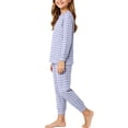 thumbnail image 5 of Mifsaly Two Piece Pajama Set for Girls Boys Plaid Print Long Sleeve Crewneck Pullover Tops and Jogger Pants Kids Lightweight Soft Casual Sleepwear, 5 of 6