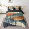 thumbnail image 2 of jejeloiu Modern Art 7-Piece Bedding Comforter Set,Abstract Mountain King Bedding Sets,Teal Orange Beige Bed Sheets For Adults,Breathable Home Decor Reversible, 2 of 8