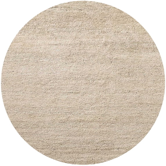 Ahgly Company Indoor Round Mid-Century Modern Light Orange Gold Oriental Area Rugs, 8' Round