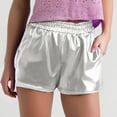 thumbnail image 2 of Womens Bermuda Shorts Metallic Shiny Pants Elastic Waist Rave Dance Casual Summer Jean Shorts S-2XL, 2 of 4