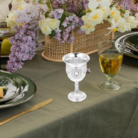PAMINGONO Tall Stemmed Goblet in Silver Color for Banquets and Parties 1Set