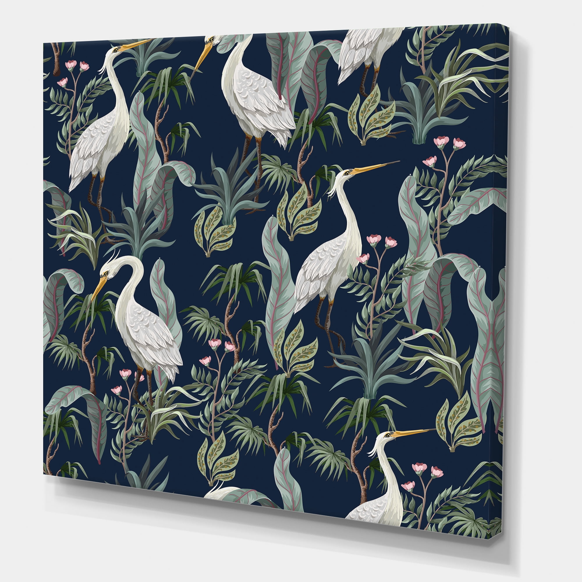 Designart ' Chinoiserie With Peonies and Birds VII ' Traditional Canvas Wall Art Print