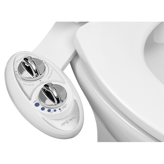 LUXE Bidet W85 Self-Cleaning, Dual Nozzle, Non-Electric Bidet Attachment for Toilet Seat, Adjustable Water Pressure, Rear and Feminine Wash (Pearl Gray)