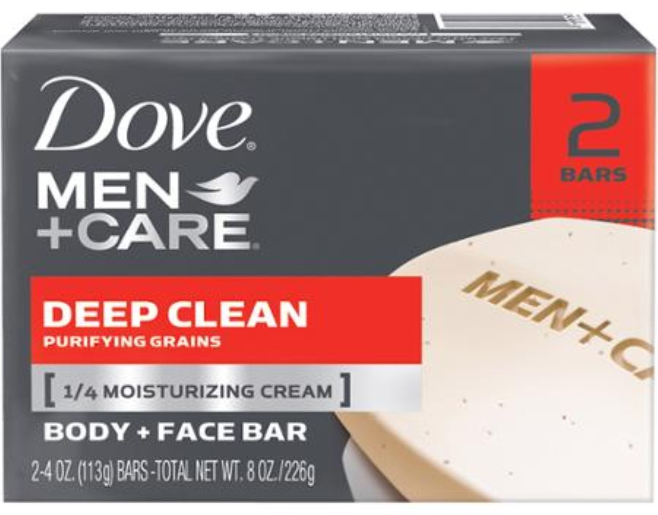 Dove Men+Care Body & Face Bar, Deep Clean 4.25 oz bars, 2 ea (Pack of 3)