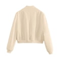 thumbnail image 6 of Jacket Women Short Cropped Jacket Button Down Long Sleeve Casual Varsity Jackets with Pockets Khaki L(L), 6 of 9