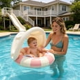 thumbnail image 4 of UPF50+ Sun Protection Baby Float With Canopy, Soft Fabric Covered Foldable Baby Pool Float With Canopy and Safety Seat for Baby Swimming Pool Play, 4 of 12