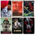 thumbnail image 5 of Letrero de metal retro de Halloween con temática de película de terror, pintura de hierro desgastada, letreros de hojalata, arte de pared, cueva de hombre, cine, club, decoración del hogar, 5 of 5