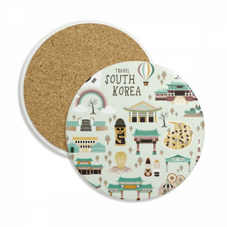 

Korea Most Famous Landmarks Coaster Cup Mug Tabletop Protection Absorbent Stone