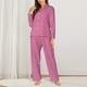 thumbnail image 2 of Balery Pink Gingham Conjunto de Pijama con Estampado para Mujer, Conjunto de Dos Piezas con Manga Larga, Ropa de Dormir Suave con Bolsillos, Pijamas Cómodos-Medium, 2 of 7