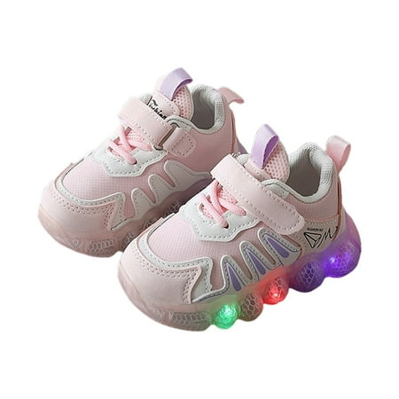 

kamemir Light Shoes for Kids Toddler Girl Sneakers Kid s Walking Sneakers Soft Insole Toddler Slip on Sneakers Tennis Shoes for Girls Boys Light Up Shoes(Pink 11.5)