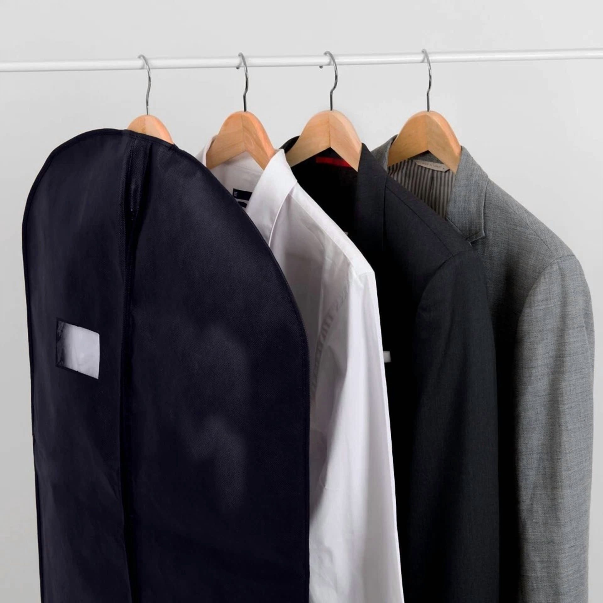 Black Non-Woven Dust-Proof Garment Cover Suit Dress Storage Travel Garment Bag