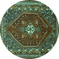 thumbnail image 1 of Ahgly Company Machine Washable Indoor Round Persian Turquoise Blue Traditional Area Rugs, 4' Round, 1 of 4