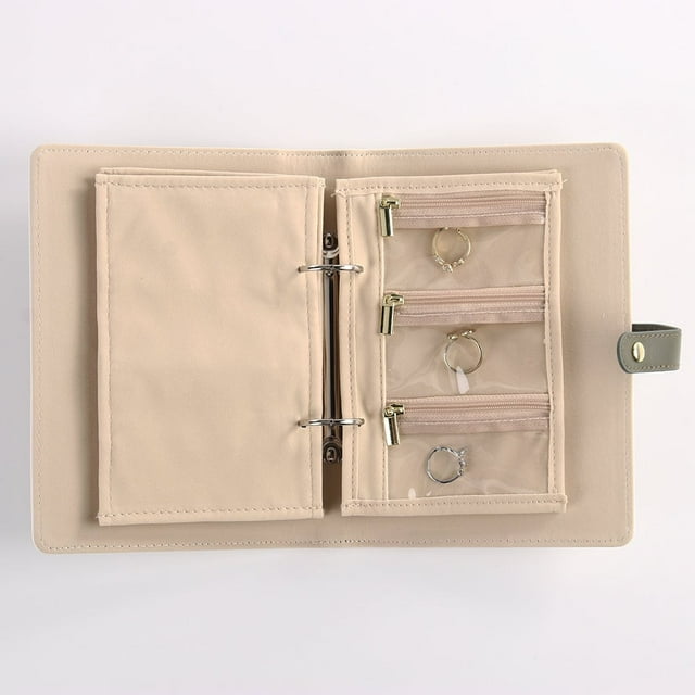 Tumotour Boîte de Rangement pour Bijoux en Cuir Portable Pliable avec Fermeture Éclair Transparente