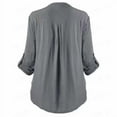 thumbnail image 2 of Uhndy Women's Blouses Shirt Plus Size Lace Blusas Office Lady Elegant Loose Tops And Blouse Cotton Linen Denim Tunic Long Sleeve Shirts Gray XL, 2 of 3
