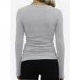 thumbnail image 4 of Womens Long Sleeve Stretch Crewneck Ribbed T-Shirt Slim Fit Casual Basic Tops, 4 of 4