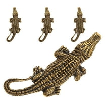 LOLIPPYY 4Pcs Brass Crocodile Figurines Retro Small Alligator Statues for Desk Decoration Vintage Home Accent