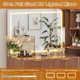 thumbnail image 6 of 41.7" Fluted Rotating Makeup Vanity Table with Glass Top, 4 Drawers, LED Mirror with 3 Light Modes & USB Charging Station, Makeup Desk for Bedroom (Natural, 6 of 8