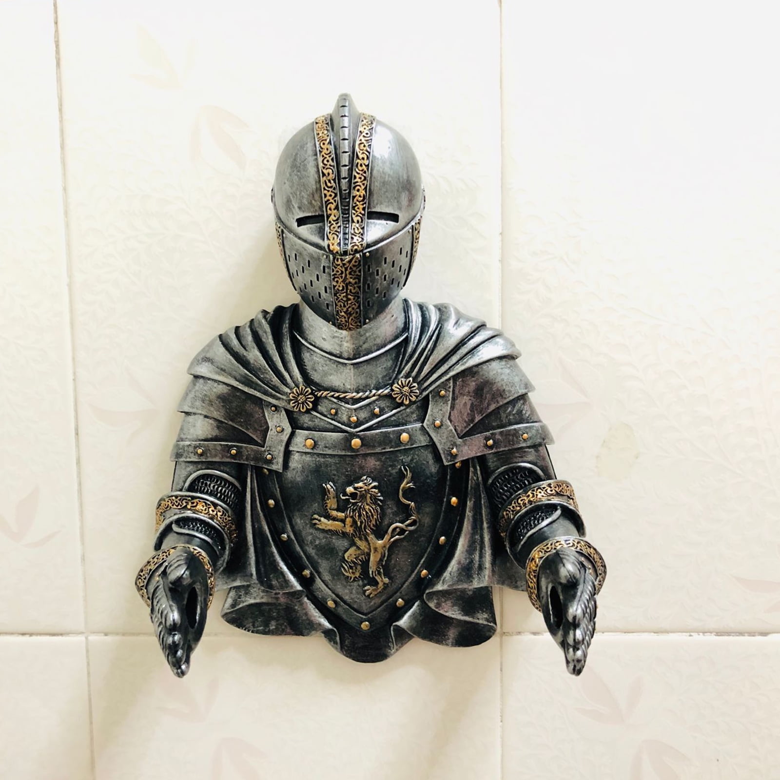 Wall Toilet Paper Holders Medieval Statue Knight Toilet Paper Dispenser Vintage Roll Paper Stand for Bathroom Toilet