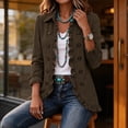 thumbnail image 6 of uublik Womens Lightweight Jackets Brown Outdoor Open Front Casual Ruffled Lapel Collar Fall Winter Coat, 6 of 7