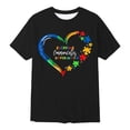 thumbnail image 4 of Autism Awareness Shirt Men: Autism Acceptance T Shirt Autism Support Inspirational Short Sleeve Tee Tops(Black,L), 4 of 4