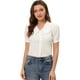 thumbnail image 1 of Blusa de cambray Allegra K Manga corta Cuello Peter Pan Blanco S, 1 of 4