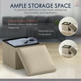 thumbnail image 6 of Ornavo Home 1 Pack Small Storage Ottoman Foldable Collapsible Cube Square Linen Ottoman Foot Rest Stool Seat, for Living Room, Bedroom, Home Office, Dorm - 12 x 12 x 12, Taupe, 6 of 7