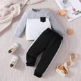 thumbnail image 2 of NOLDARES Baby Boy Clothes Fall Clothes Letter Print Long Sleeve Pullover Tops + Pant Sets Toddler Winter Outfits Size:18-24 M,Grey, 2 of 5