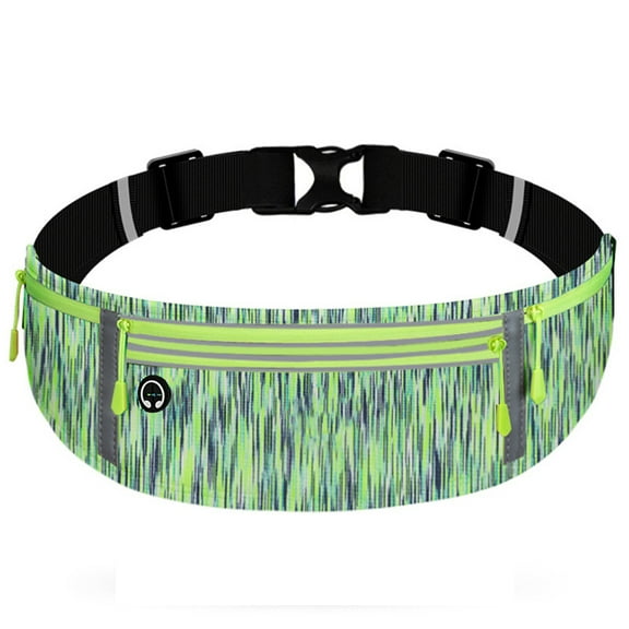 Slim Running Belt, Workout Fanny Pack For Men Women,Runner Belt For Running Walking Cycling Camping - Colorful Green Green Zipper